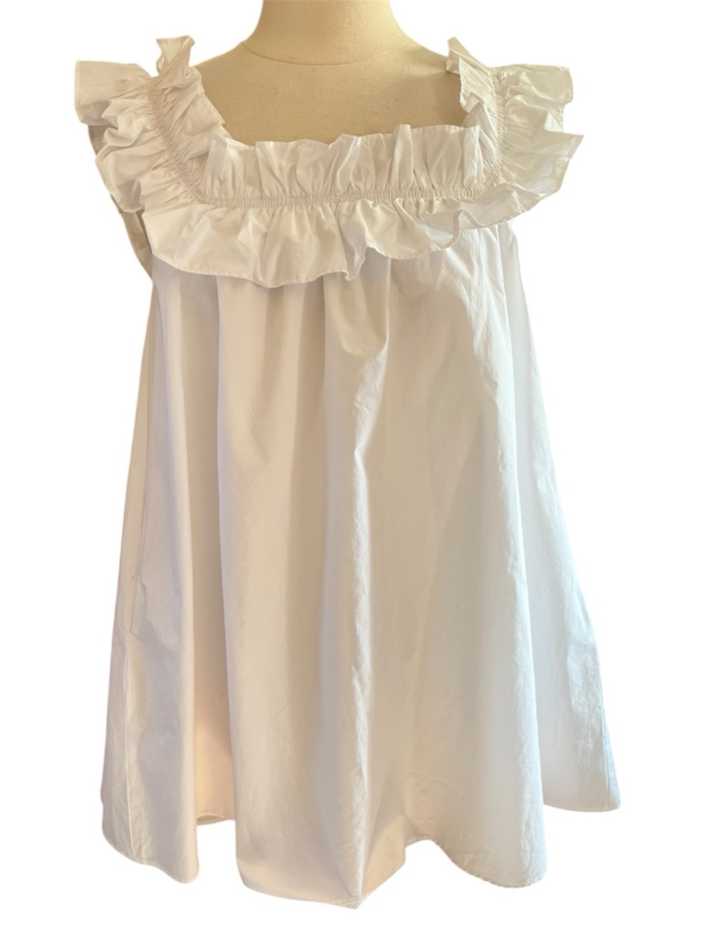 Hyacinth House Maria White sleeveless Mini Dress w/Ruffle Detail Size Medium - Picture 5 of 10